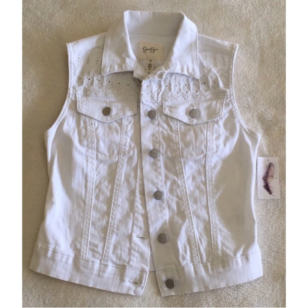 NWT Jessica Simpson • White Denim Vest